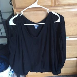 Black open shoulder top